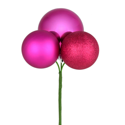 Vickerman N193070 - 18 inch Fuchsia 4-Finish Ball Christmas Ornament - 4 Pack