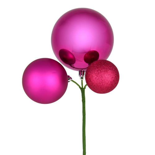 Vickerman N193170 18" Fuchsia Ornament Pick 3/Bg
