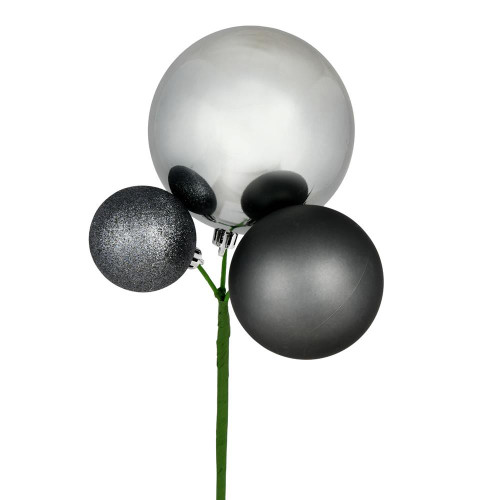 Vickerman N193187 - 18 inch Pewter 4-Finish Ball Christmas Ornament - 3 Pack