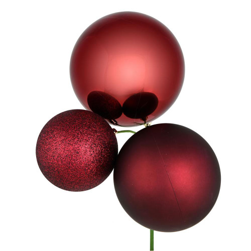 Vickerman N193219 - 18 inch Wine 4-Finish Ball Christmas Ornament - 2 Pack