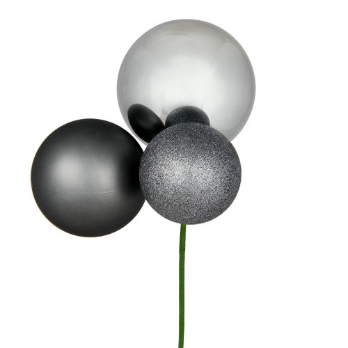 Vickerman N193287 - 18 inch Pewter 4-Finish Ball Christmas Ornament - 2 Pack