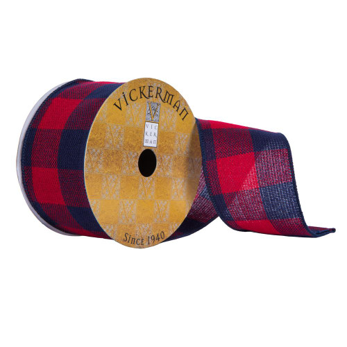  Vickerman Q201310 2.5"x10yd Red Black Plaid Ribbon 