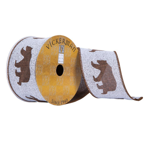 Vickerman Q201625 - Brown Bear Wired Decorative Ribbon - 2.5" x 10 Yards