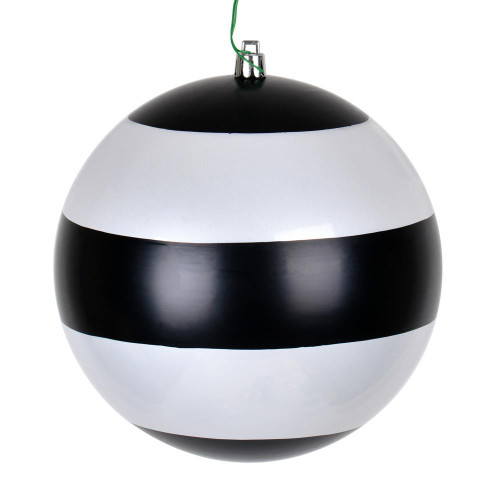 Vickerman N205116 - 6 inch Black & White Pearl Ball Christmas Ornament - 4 Pack