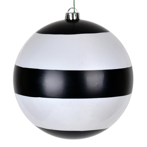 Vickerman N205117 8" Black-White Striped Pearl Ball 2/Bag