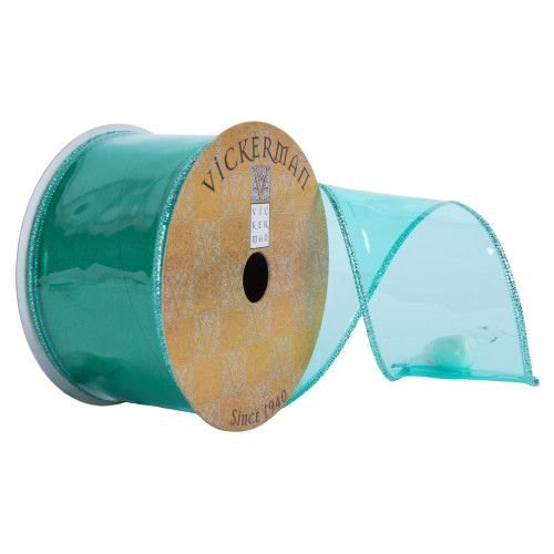 Vickerman Q201753 - Teal Transparent PVC Wired Decorative Ribbon - 2.5" x 10 Yards