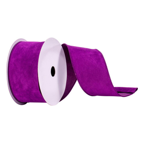 Vickerman Q214865 - Purple Faux Suede Wired Decorative Ribbon - 2.5" x 10 Yards
