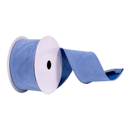 Vickerman Q214873 - Blue Baby Faux Suede Wired Decorative Ribbon - 2.5" x 10 Yards