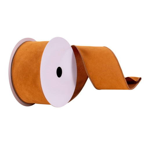 Vickerman Q214883 - Camel Faux Suede Wired Decorative Ribbon - 2.5" x 10 Yards