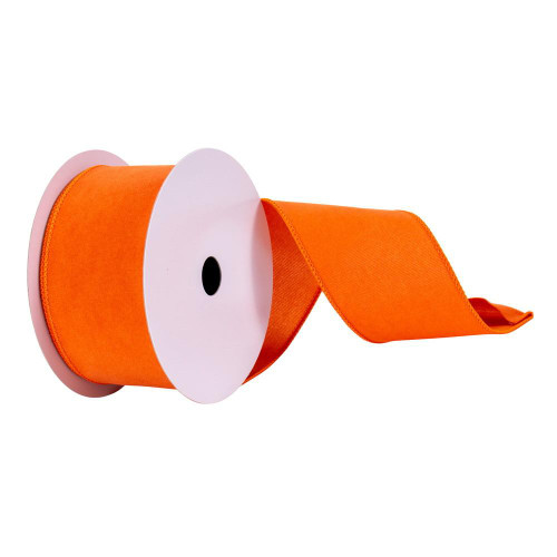 Vickerman Q214887 - Orange Faux Suede Wired Decorative Ribbon - 2.5" x 10 Yards
