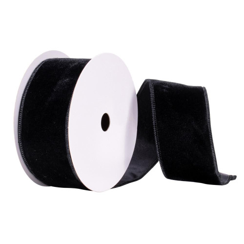 Vickerman Q215019 - Black Velvet Wired Decorative Ribbon - 2.5" x 10 Yards