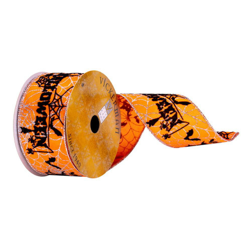  Vickerman Q215047 2.5"x10yd Orange Black Halloween Ribbon 