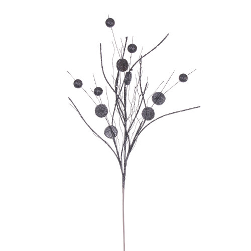 Vickerman QG220887 - 33 in. Pewter Ball Coin Twig Artificial Spray - 6 Pack