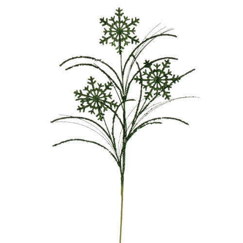 Vickerman QG223004 - 31 in. Green Snowflake Glitter Artificial Spray - 6 Pack