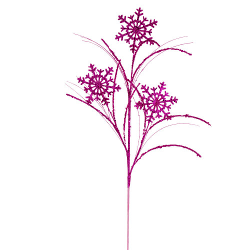 Vickerman QG223013 - 31 in. Hot Pink Snowflake Glitter Artificial Spray - 6 Pack