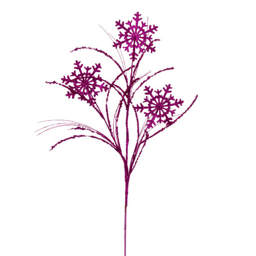 Vickerman QG223070 - 31 in. Fuchsia Snowflake Glitter Artificial Spray - 6 Pack