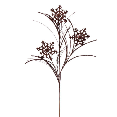 Vickerman QG223075 - 31 in. Chocolate Snowflake Glitter Artificial Spray - 6 Pack