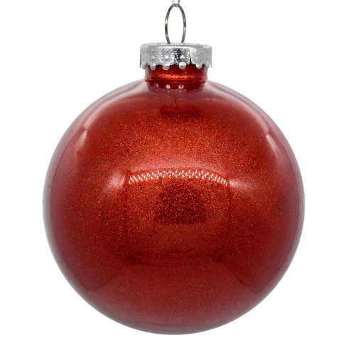  Vickerman N211503 6" Red Glitter Clear Ball 4/bag 