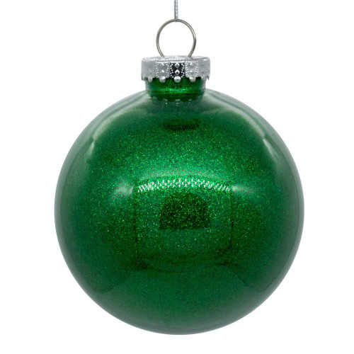 Vickerman N211504 6" Green Glitter Clear Ball 4/bag