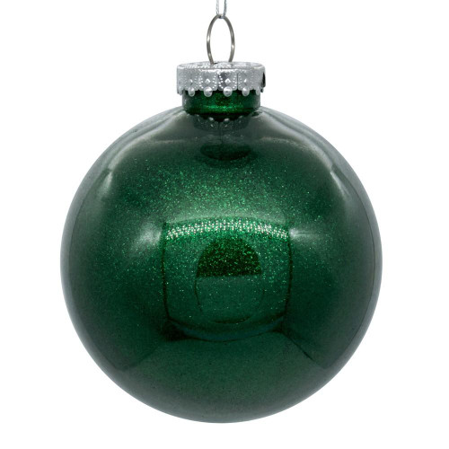  Vickerman N211524 6" Emerald Glitter Clear Ball 4/bag 