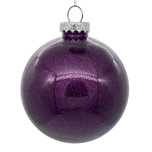 Vickerman N211526 6" Plum Glitter Clear Ball 4/bag