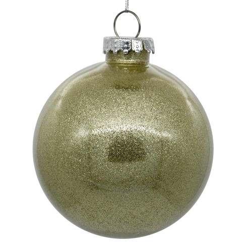 Vickerman N211538 6" Champagne Glitter Clear Ball 4/bag