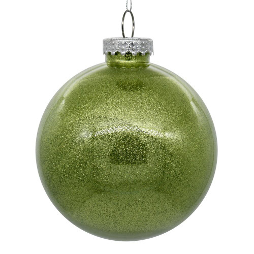 Vickerman N211554 6" Celadon Glitter Clear Ball 4/bag
