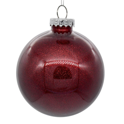 Vickerman N211565 6" Burgundy Glitter Clear Ball 4/bag
