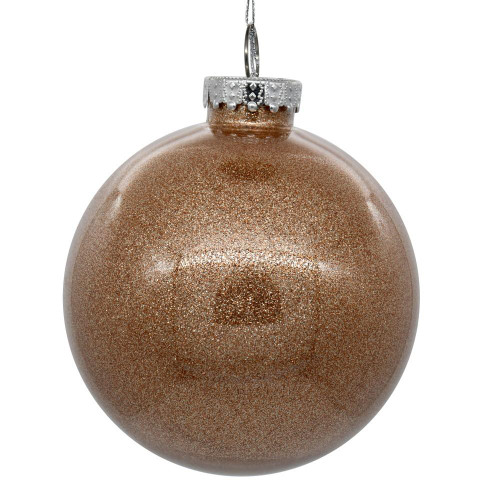 Vickerman N211580 - 6 inch Cafe Latte Glitter Ball Christmas Ornament - 4 Pack