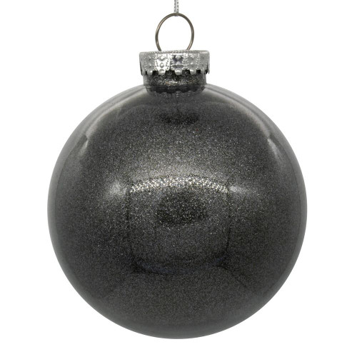 Vickerman N211587 6" Pewter Glitter Clear Ball 4/bag