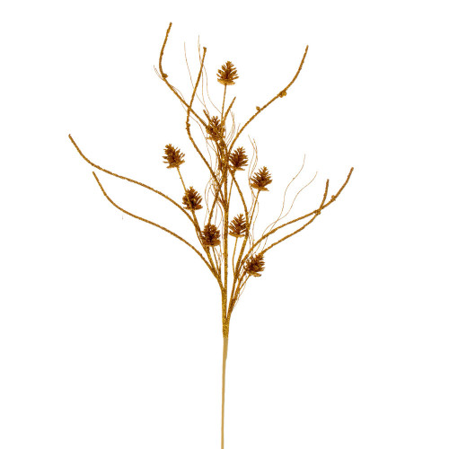 Vickerman QG224030 32" Antiq Gold Cone Twig Gltr Spray 6/Bg 