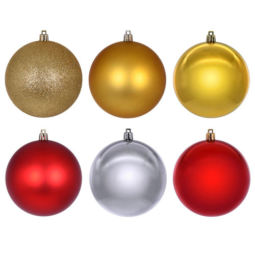  Vickerman N220553 3" Gold Red Silver Ornament Asst 24/box 