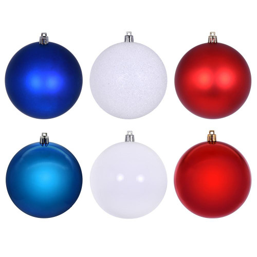 Vickerman N220568 - 3 inch Red, White & Blue Ball Christmas Ornament Set - 24 Pack