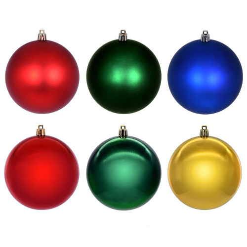 Vickerman N220755 - 4 inch Red, Green, Gold & Blue Ball Christmas Ornament Set - 18 Pack