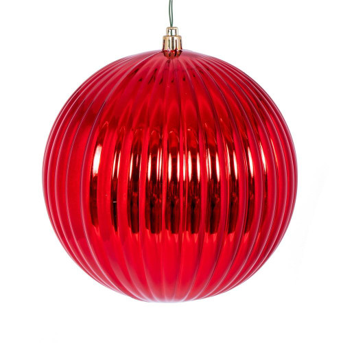 Vickerman N222403DSV - 6 inch Red Shiny Ball Outdoor Christmas Ornament - 4 Pack