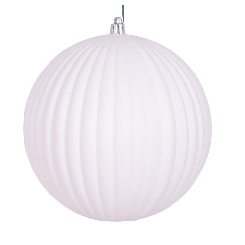  Vickerman N222411DMV 6" White Matte Lined Ball Ornament 4/Bag 