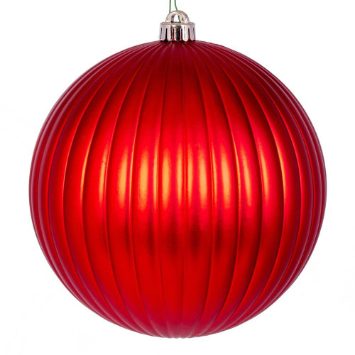Vickerman N222503DMV 8" Red Matte Lined Ball Ornament