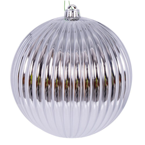 Vickerman N222507DSV - 8 inch Silver Shiny Ball Outdoor Christmas Ornament