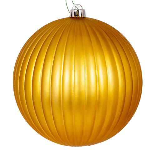  Vickerman N222508DMV 8" Gold Matte Lined Ball Ornament 