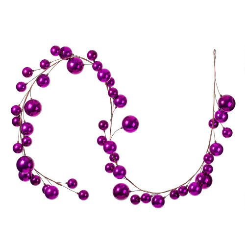 Vickerman N222870 - 10 ft Fuchsia Ornament Garland - Unlit