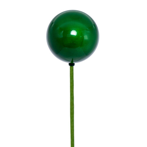 Vickerman N222904PV - 3 inch Ball, 18 inch Stick Green Pearl Christmas Ornament Pick - 12 Pack