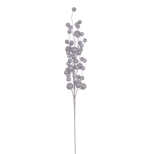 Vickerman QG226707 - 27 in. Silver Multi Ball Glitter Artificial Spray - 4 Pack