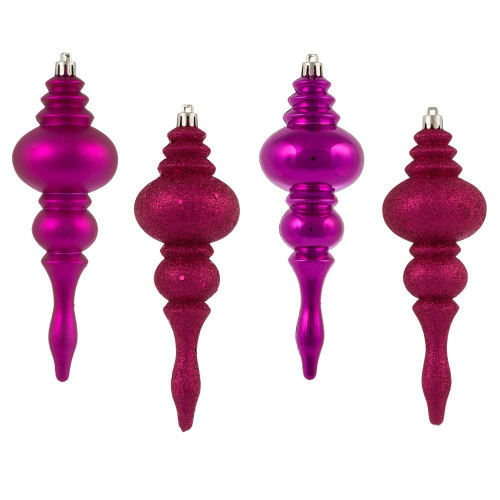  Vickerman N500270 7" Fuchsia Finial 4 Finish Asst 8/Bx 