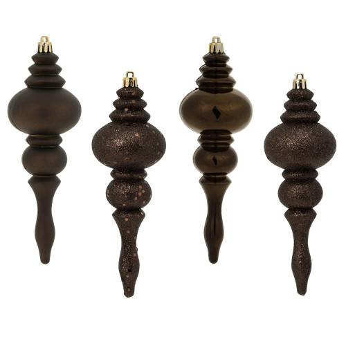  Vickerman N500275 7" Chocolate Finial 4 Finish Asst 8/Bx 