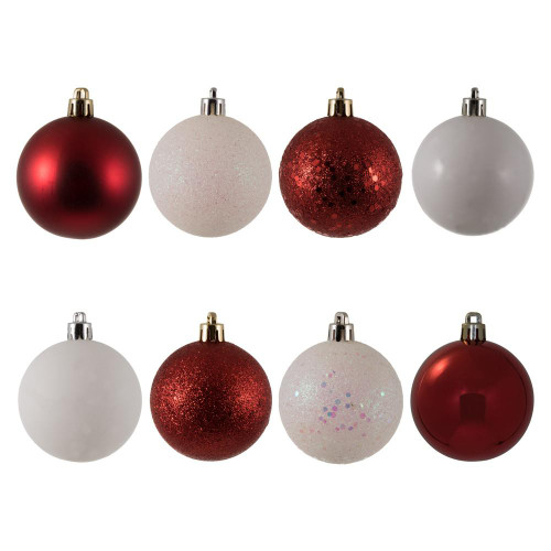 Vickerman N590660 - 2.4 inch Red & White Glitter Ball Christmas Ornament - 24 Pack