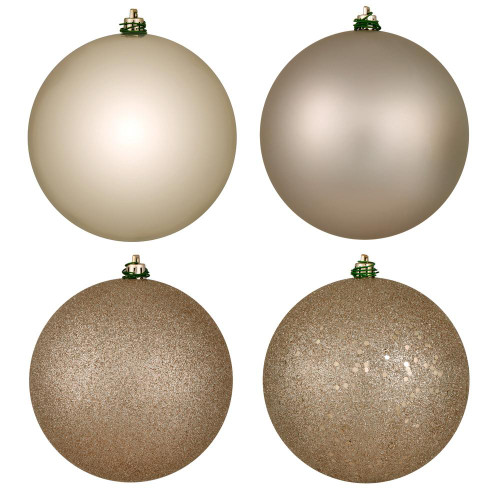 Vickerman N590743 - 2.75 inch Oat 4-Finish Ball Christmas Ornament - 20 Pack