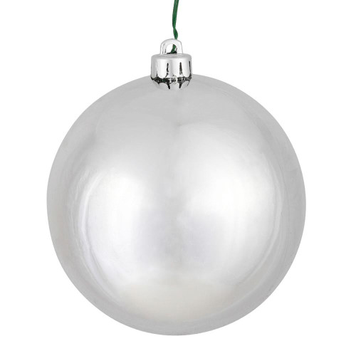 Vickerman N590807DSV 3" Silver Shiny Ball UV Drilled 12/Bag 