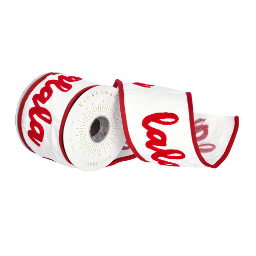  Vickerman QR221544 4"x5yd White Falala Stitch Ribbon 