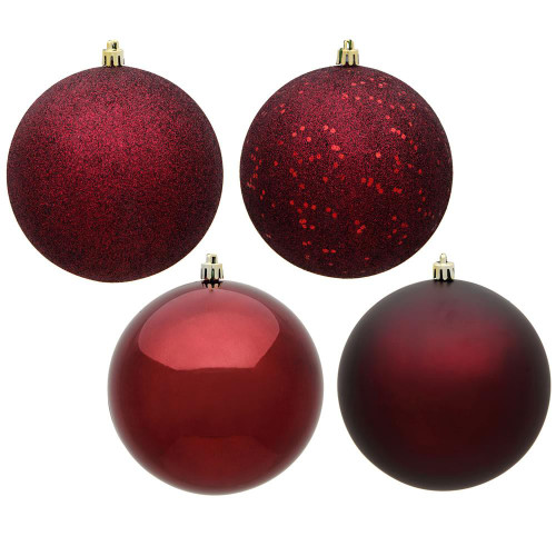 Vickerman N590865 3" Burgundy Ball 4 Finish Asst 16/Bx
