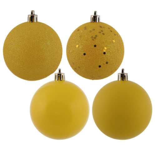  Vickerman N590878 3" Yellow Ball 4-Finish Asst 16/Bx 